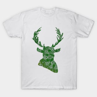 Green Mandala Deer Silhouette T-Shirt